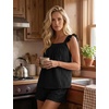 image:imageSWOMOG 2 Piece Ruffle Pjs Women Pajama Sets Cute Loungewear for Women Bridal Nightwear Tank Top and Shorts SXXLBlack