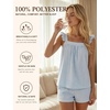 image:imageSWOMOG 2 Piece Ruffle Pjs Women Pajama Sets Cute Loungewear for Women Bridal Nightwear Tank Top and Shorts SXXLBlue