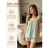 image:imageSWOMOG 2 Piece Ruffle Pjs Women Pajama Sets Cute Loungewear for Women Bridal Nightwear Tank Top and Shorts SXXLLight Green