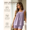 image:imageSWOMOG 2 Piece Ruffle Pjs Women Pajama Sets Cute Loungewear for Women Bridal Nightwear Tank Top and Shorts SXXLPurple