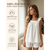 image:imageSWOMOG 2 Piece Ruffle Pjs Women Pajama Sets Cute Loungewear for Women Bridal Nightwear Tank Top and Shorts SXXLWhite