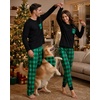image:imageSWOMOG Adult Christmas Pajamas Buffalo Plaid Pajama Pants with Pockets Long Sleeve Tops for Couples amp FamilyBlack  Green Plaid