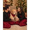 image:imageSWOMOG Adult Christmas Pajamas Buffalo Plaid Pajama Pants with Pockets Long Sleeve Tops for Couples amp FamilyBlack  Red Plaid