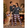 image:imageSWOMOG Adult Christmas Pajamas Buffalo Plaid Pajama Pants with Pockets Long Sleeve Tops for Couples amp FamilyDeep Grey