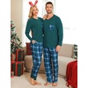 image:imageSWOMOG Adult Christmas Pajamas Buffalo Plaid Pajama Pants with Pockets Long Sleeve Tops for Couples amp FamilyGreen Plaid