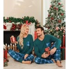 image:imageSWOMOG Adult Christmas Pajamas Buffalo Plaid Pajama Pants with Pockets Long Sleeve Tops for Couples amp FamilyGreen Plaid
