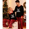 image:imageSWOMOG Adult Christmas Pajamas Buffalo Plaid Pajama Pants with Pockets Long Sleeve Tops for Couples amp FamilyMerry Christmasplaid
