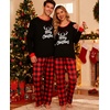 image:imageSWOMOG Adult Christmas Pajamas Buffalo Plaid Pajama Pants with Pockets Long Sleeve Tops for Couples amp FamilyMerry Christmasplaid