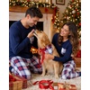 image:imageSWOMOG Adult Christmas Pajamas Buffalo Plaid Pajama Pants with Pockets Long Sleeve Tops for Couples amp FamilyNavy Blue