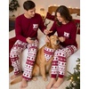image:imageSWOMOG Adult Christmas Pajamas Buffalo Plaid Pajama Pants with Pockets Long Sleeve Tops for Couples amp FamilyWine Red Christmas Tree