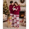 image:imageSWOMOG Adult Christmas Pajamas Buffalo Plaid Pajama Pants with Pockets Long Sleeve Tops for Couples amp FamilyWine Red Christmas Tree