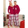 image:imageSWOMOG Adult Christmas Pajamas Buffalo Plaid Pajama Pants with Pockets Long Sleeve Tops for Couples amp FamilyWine Red Plaid