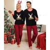image:imageSWOMOG Adult Christmas Pajamas Buffalo Plaid Pajama Pants with Pockets Long Sleeve Tops for Couples amp FamilyXmas Reindeerplaid