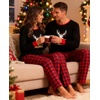 image:imageSWOMOG Adult Christmas Pajamas Buffalo Plaid Pajama Pants with Pockets Long Sleeve Tops for Couples amp FamilyXmas Reindeerplaid