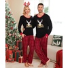 image:imageSWOMOG Adult Christmas Pajamas Buffalo Plaid Pajama Pants with Pockets Long Sleeve Tops for Couples amp FamilyXmas Reindeerplaid
