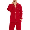 image:imageSWOMOG Christmas Red Pajamas for Men Comfy Cotton Pj Set Button Down Modal Winter Nightwear Long Sleeve Sleepwear Two Piece Lightweight Outfits