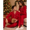 image:imageSWOMOG Christmas Red Pajamas for Men Comfy Cotton Pj Set Button Down Modal Winter Nightwear Long Sleeve Sleepwear Two Piece Lightweight Outfits