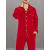 image:imageSWOMOG Christmas Red Pajamas for Men Comfy Cotton Pj Set Button Down Modal Winter Nightwear Long Sleeve Sleepwear Two Piece Lightweight Outfits