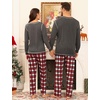 image:imageSWOMOG Couple Christmas Pajamas MEN amp WOMEN Pjs Long Sleeve Top amp Plaid Bottom Soft Sleepwear LoungewearDeep Grey  Red Plaid