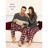 image:imageSWOMOG Couple Christmas Pajamas MEN amp WOMEN Pjs Long Sleeve Top amp Plaid Bottom Soft Sleepwear LoungewearDeep Grey  Red Plaid