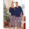 image:imageSWOMOG Couple Christmas Pajamas MEN amp WOMEN Pjs Long Sleeve Top amp Plaid Bottom Soft Sleepwear LoungewearNavy Blue Red Plaid