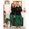 image:imageSWOMOG Couple Matching Pajamas Plaid Long Sleeve Christmas Pjs for Men and Women Soft Warm Loungewear with PocketBlack Green Grid