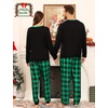 image:imageSWOMOG Couple Matching Pajamas Plaid Long Sleeve Christmas Pjs for Men and Women Soft Warm Loungewear with PocketBlack Green Grid