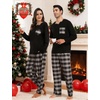 image:imageSWOMOG Couple Matching Pajamas Plaid Long Sleeve Christmas Pjs for Men and Women Soft Warm Loungewear with PocketBlack Grey Grid