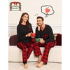 image:imageSWOMOG Couple Matching Pajamas Plaid Long Sleeve Christmas Pjs for Men and Women Soft Warm Loungewear with PocketRed Black Grid