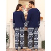 image:imageSWOMOG Couple Pajamas Sets Christmas Matching Long Sleeve Sleepwear Pjs Women amp Men Soft 2 Pieces LoungewearNavy Blue Snowflakes