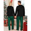 image:imageSWOMOG Couples Christmas Matching Pajamas Set Women amp Men Long Sleeve Sleepwear Hooded Top Plaid Pants Pjs with PocketsBlack  Green Plaid