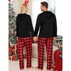 image:imageSWOMOG Couples Christmas Matching Pajamas Set Women amp Men Long Sleeve Sleepwear Hooded Top Plaid Pants Pjs with PocketsBlack  Red Plaid