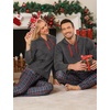 image:imageSWOMOG Couples Christmas Matching Pajamas Set Women amp Men Long Sleeve Sleepwear Hooded Top Plaid Pants Pjs with PocketsDeep Grey