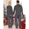 image:imageSWOMOG Couples Christmas Matching Pajamas Set Women amp Men Long Sleeve Sleepwear Hooded Top Plaid Pants Pjs with PocketsDeep Grey