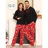 image:imageSWOMOG Couples Christmas Matching Pajamas Set Women amp Men Long Sleeve Sleepwear Hooded Top Plaid Pants Pjs with PocketsSanta Snowman