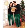 image:imageSWOMOG Couples Pajama Set Long Sleeve and Plaid Pants with Pockets Pjs Soft Sleepwear Lounge SetBlack  Green Plaid
