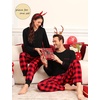 image:imageSWOMOG Couples Pajama Set Long Sleeve and Plaid Pants with Pockets Pjs Soft Sleepwear Lounge SetBlack  Red Plaid