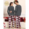 image:imageSWOMOG Couples Pajama Set Long Sleeve and Plaid Pants with Pockets Pjs Soft Sleepwear Lounge SetDeep Grey