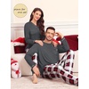 image:imageSWOMOG Couples Pajama Set Long Sleeve and Plaid Pants with Pockets Pjs Soft Sleepwear Lounge SetDeep Grey