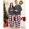 image:imageSWOMOG Couples Pajama Set Long Sleeve and Plaid Pants with Pockets Pjs Soft Sleepwear Lounge SetDeep Grey