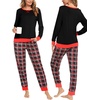 image:imageSWOMOG Couples Pajamas Set Women amp Men Long Sleeve Sleepwear Pjs Top Plaid Pants Loungewear Set with PocketsBlack  Black Plaid