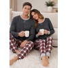 image:imageSWOMOG Couples Pajamas Set Women amp Men Long Sleeve Sleepwear Pjs Top Plaid Pants Loungewear Set with PocketsDeep Grey  Red Plaid