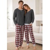 image:imageSWOMOG Couples Pajamas Set Women amp Men Long Sleeve Sleepwear Pjs Top Plaid Pants Loungewear Set with PocketsDeep Grey  Red Plaid