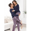 image:imageSWOMOG Couples Pajamas Set Women amp Men Long Sleeve Sleepwear Pjs Top Plaid Pants Loungewear Set with PocketsNavy Blue  Red Plaid