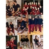 image:imageSWOMOG Couples Pajamas Set Women amp Men Long Sleeve Sleepwear Pjs Top Plaid Pants Loungewear Set with PocketsNavy Blue  Red Plaid