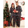image:imageSWOMOG Couples Pajamas Womens ampMens Matching Pajamas Set Silk Satin Pj Set Long Sleeve Button Down Sleepwear 2 Pcs LoungewearBlack Chirstmas Pattern