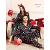 image:imageSWOMOG Couples Pajamas Womens ampMens Matching Pajamas Set Silk Satin Pj Set Long Sleeve Button Down Sleepwear 2 Pcs LoungewearBlack Chirstmas Pattern