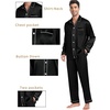 image:imageSWOMOG Couples Satin Pajamas Set 2PCS Pjs Sets Long Sleeve amp Pants Sleepwear Button Down Double Piping Loungewear with PocketBlack