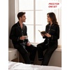 image:imageSWOMOG Couples Satin Pajamas Set 2PCS Pjs Sets Long Sleeve amp Pants Sleepwear Button Down Double Piping Loungewear with PocketBlack
