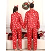 image:imageSWOMOG Couples Satin Pajamas Set 2PCS Pjs Sets Long Sleeve amp Pants Sleepwear Button Down Double Piping Loungewear with PocketChristmas Red
